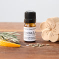 Load image into Gallery viewer, Stress Less Organic Aromatherapy Essential Oil Car Diffuser Set with Beechwood flower and Magnetic Car vent clip.