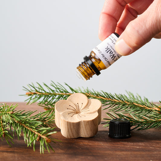 Applying Forest Walk Organic Essential Oils to Beechwood Flower.