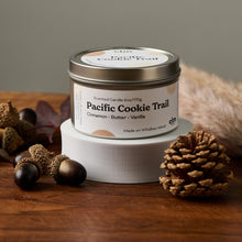 Load image into Gallery viewer, Elm Designs Pacific Cookie Trail scented candle in a 6oz metal tin.
