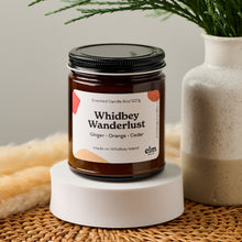 Load image into Gallery viewer, Elm Designs Whidbey Wanderlust scented candle in an 8oz glass jar.
