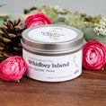 Load image into Gallery viewer, Elm Design Candles scented candle in Whidbey Island scent in 6oz metal tin.
