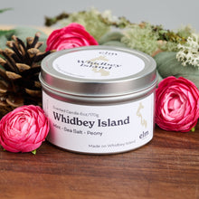 Load image into Gallery viewer, Elm Design Candles scented candle in Whidbey Island scent in 6oz metal tin.
