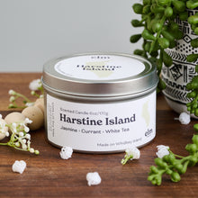 Load image into Gallery viewer, Elm Design Candles scented candle in Harstine Island scent in 6oz metal tin.
