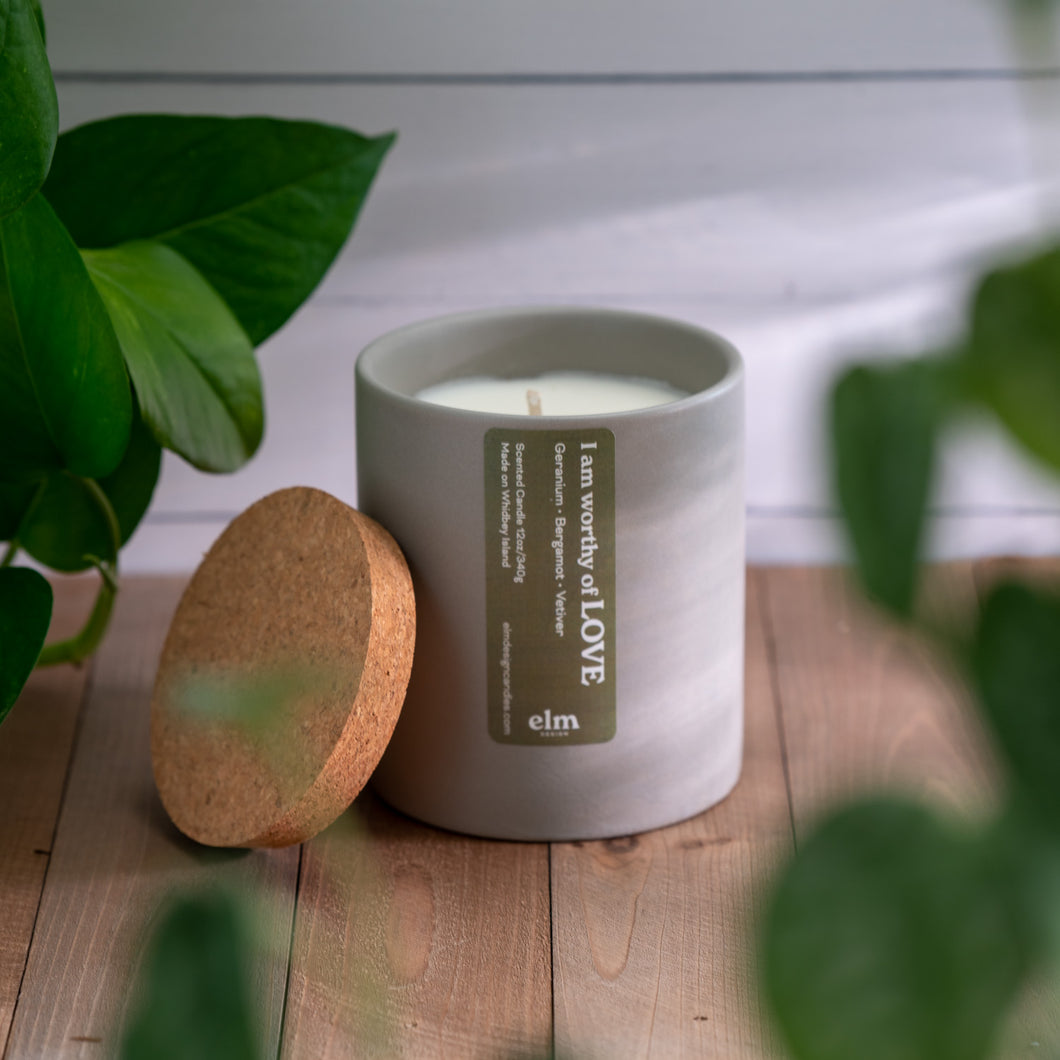 Elm Design's 12 ounce soy candle in our LOVE scent.