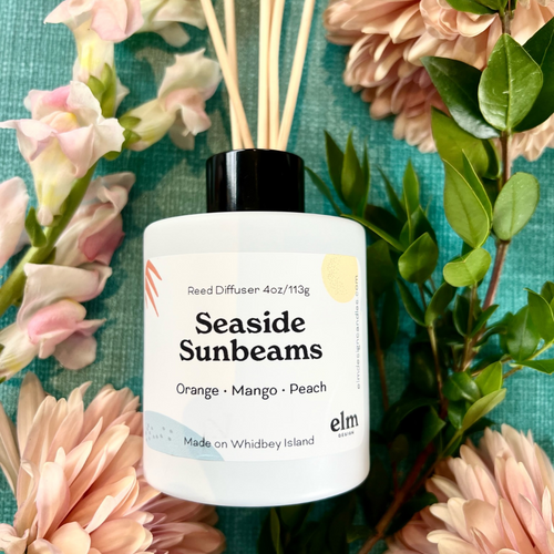 Elm Design's Seaside Sunbeams scent in a 4oz reed diffuser.